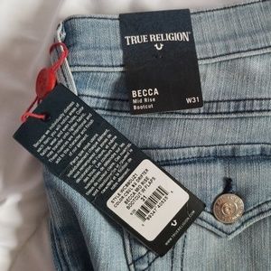 NWT True Religion Becca mid ride boot cut jeans